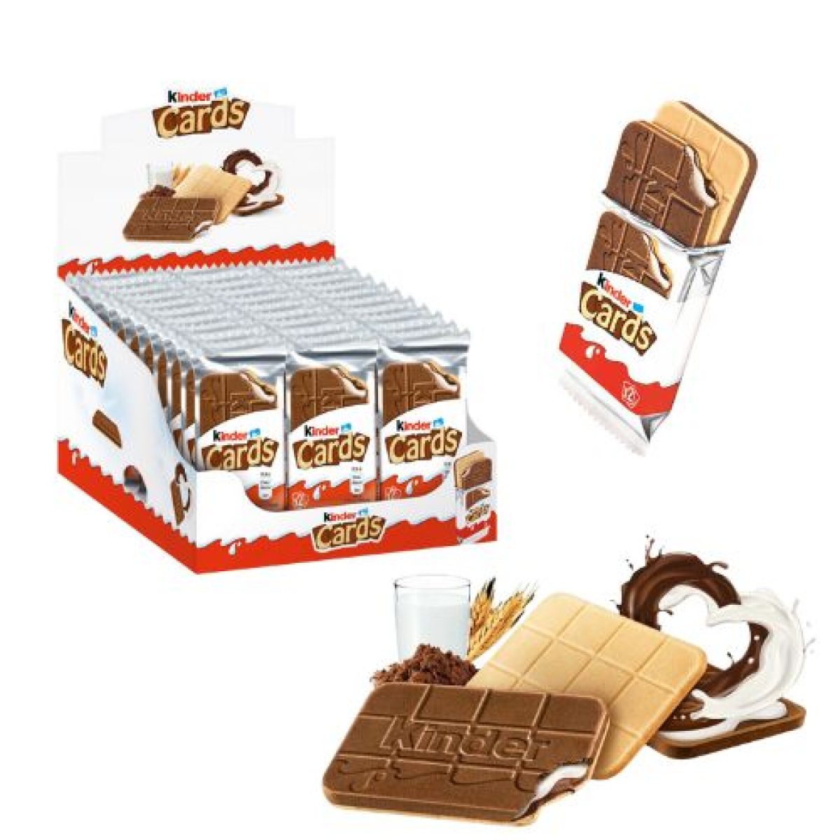 Tarjetas de Galletas Barquillo Rellenas de Crema Kinder Cards x30