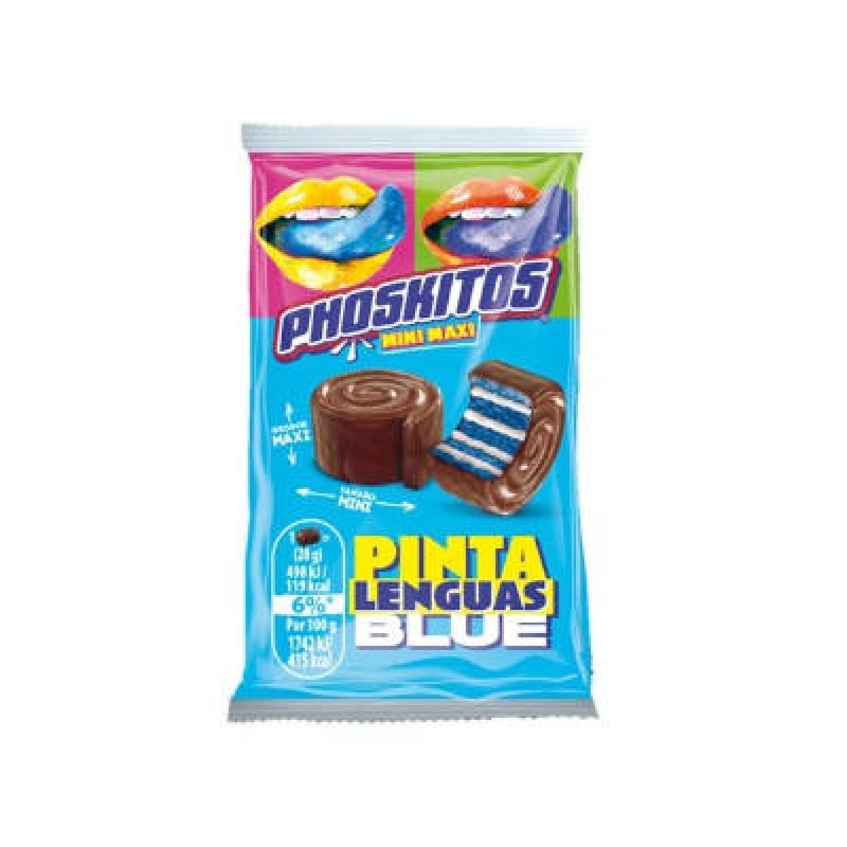 Pastel de Crema Azul Phoskitos Pinta Lenguas x16