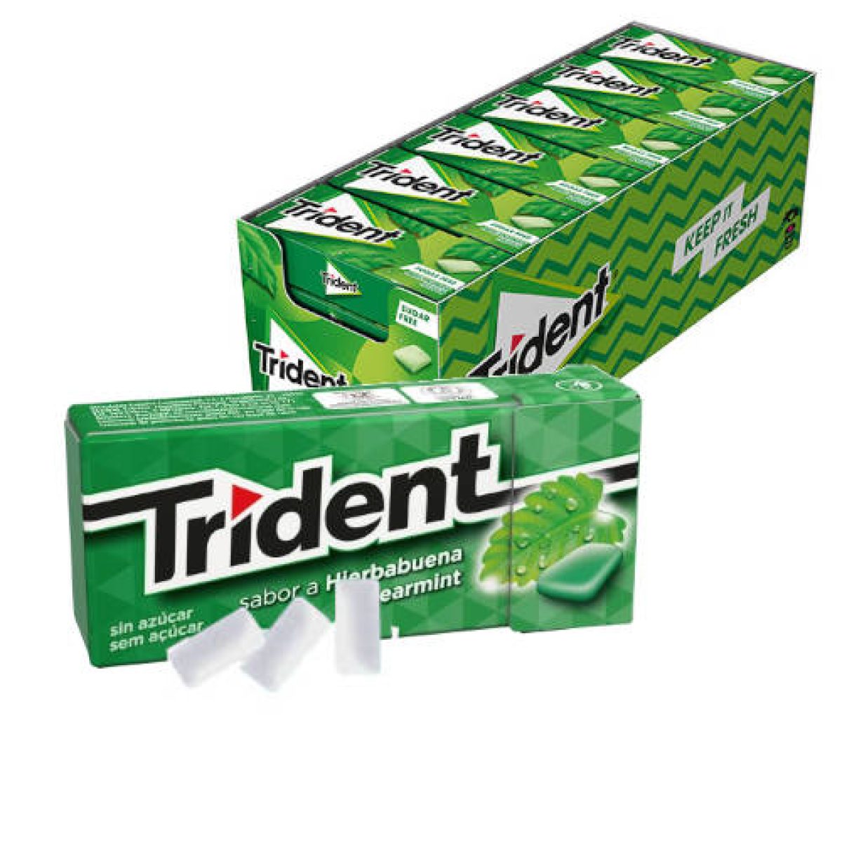 Chicles Trident Grageas Sabor Hierbabuena Sin Azúcar x24