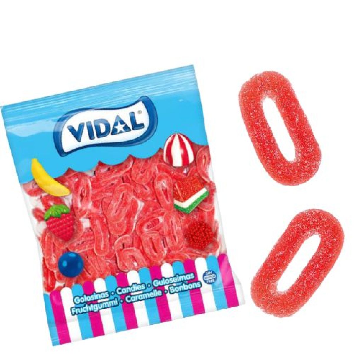 Aros de Fresa y Nata Golosinas Vidal x250