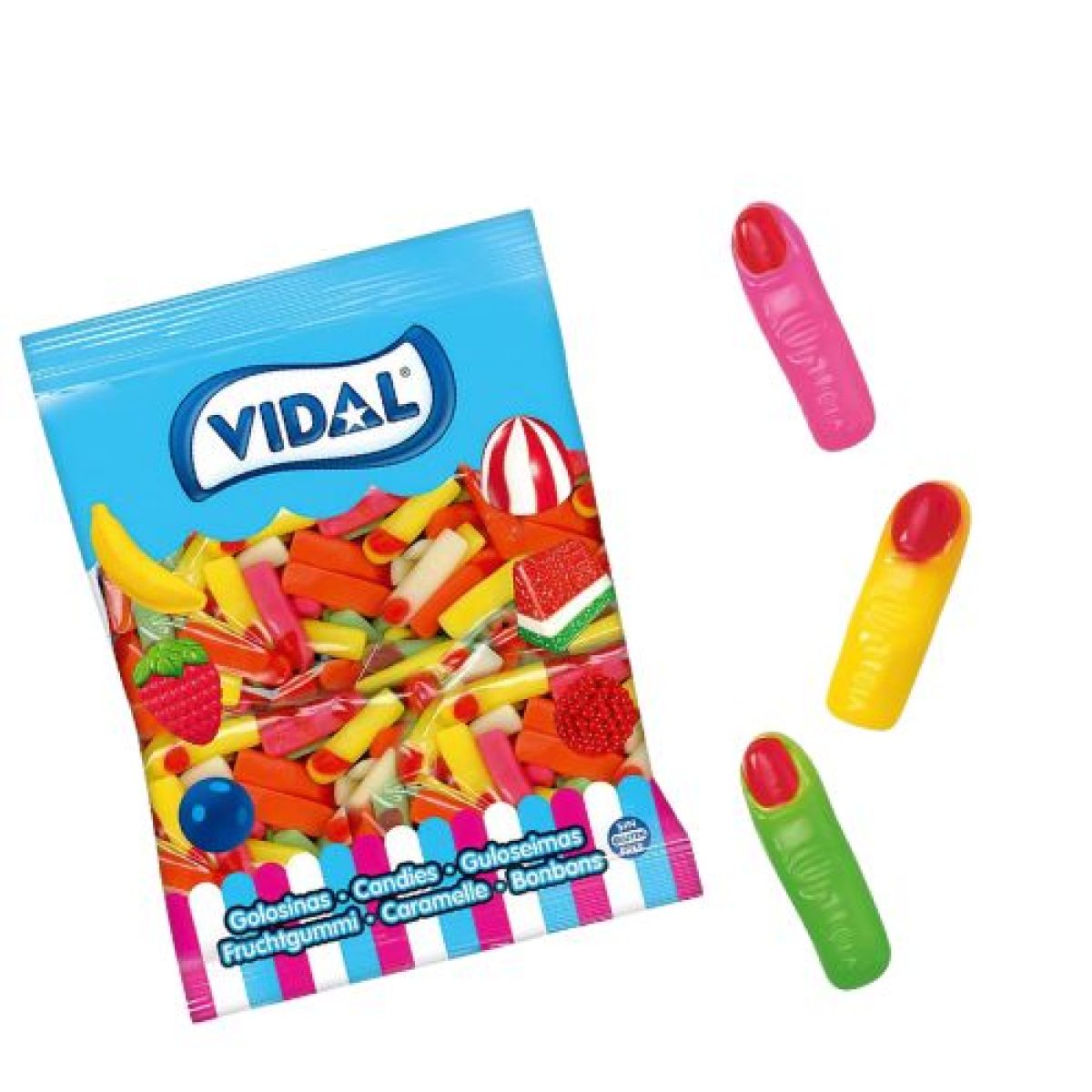 Dedos Brillo de Sabores Variados Golosinas Vidal x250