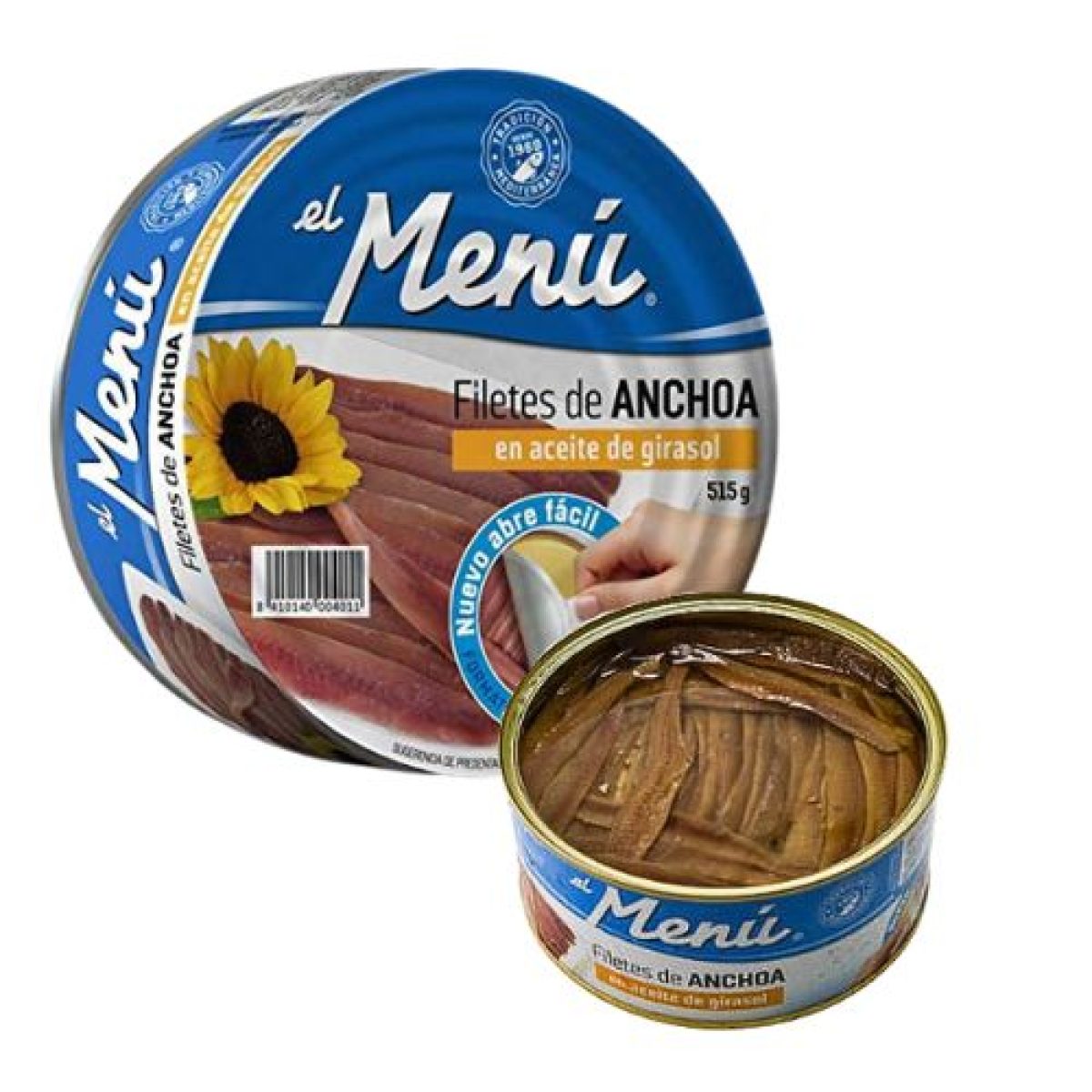 Anchoas Pandereta en Aceite de Girasol El Menú 515gr. 