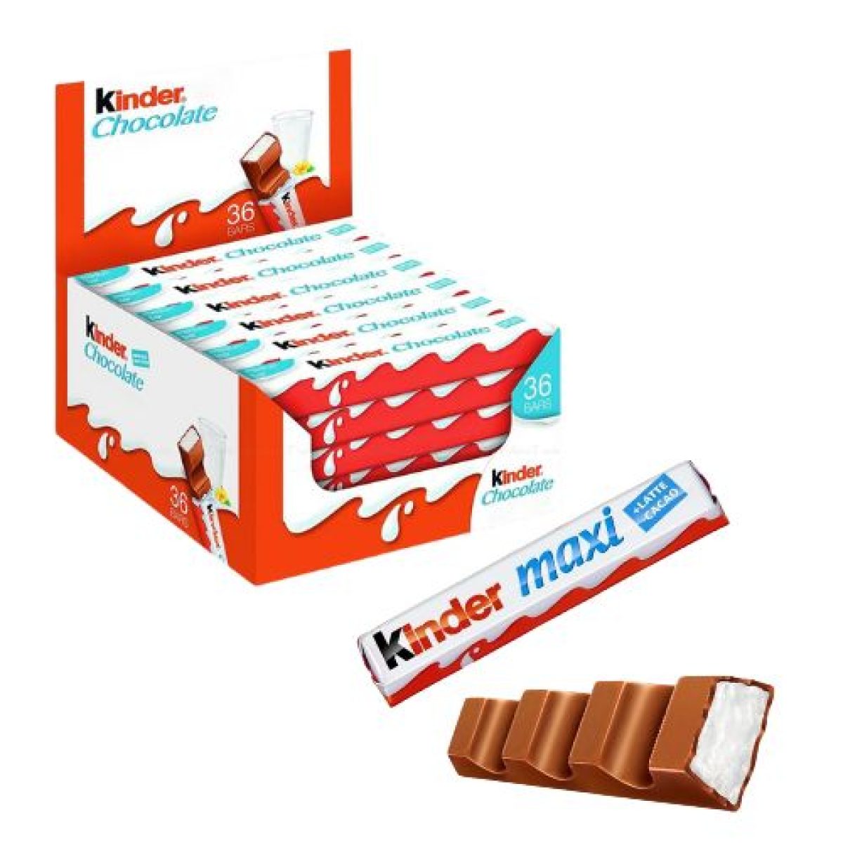 Barritas Kinder Maxi Chocolate Relleno de Leche x36