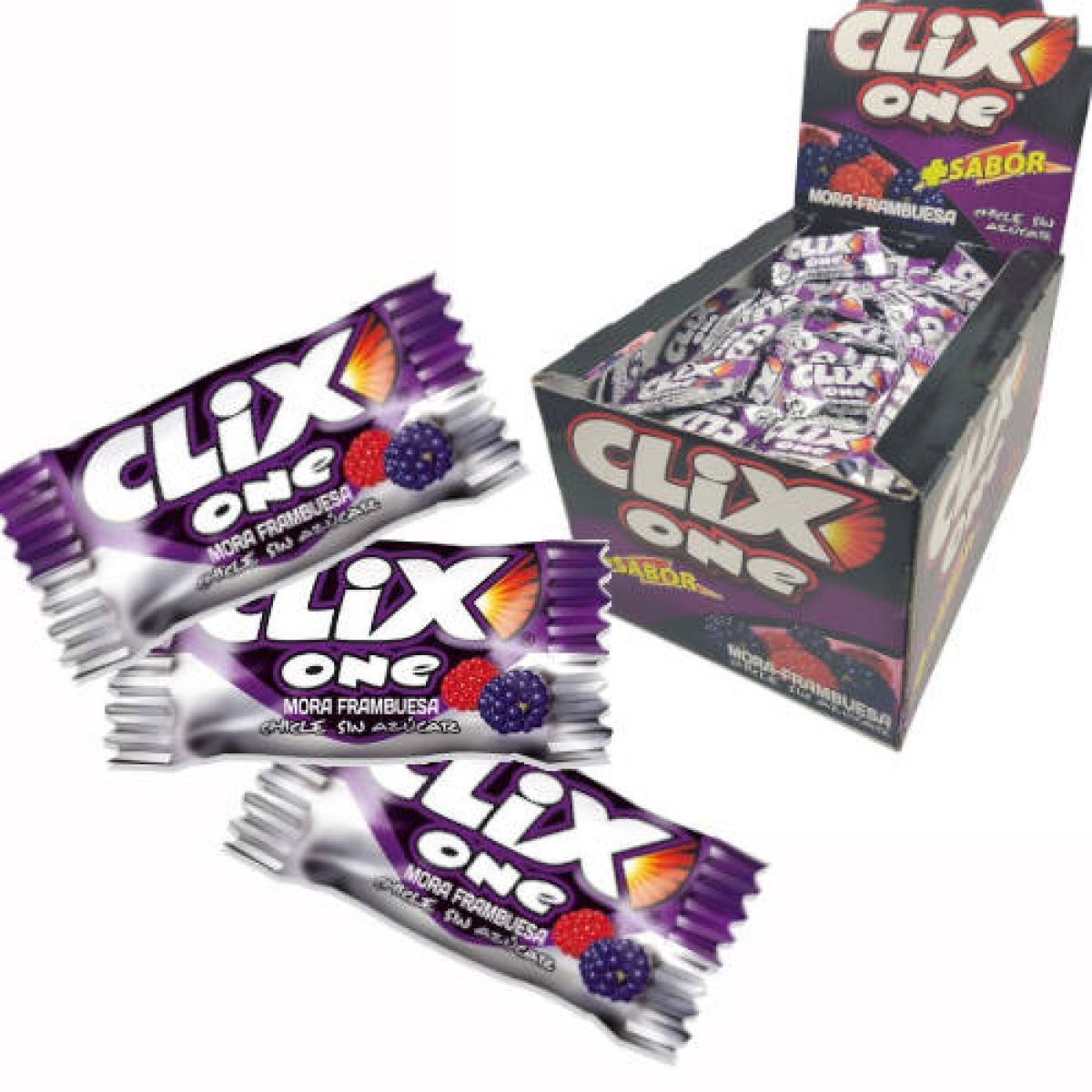 Chicles Sabor Mora Clix sin Azúcar x200