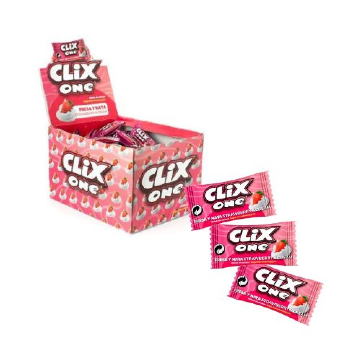 Chicles Sabor Fresa y Nata Clix sin Azúcar x200