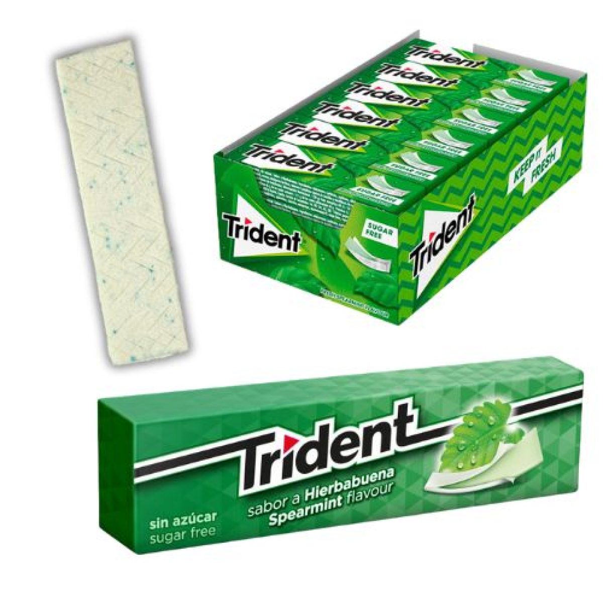 Chicles en Láminas Trident Hierbabuena Sin Azúcar x24