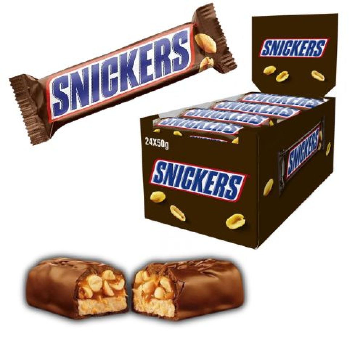 Barritas Snickers Rellenas de Crema de Cacahuete x24