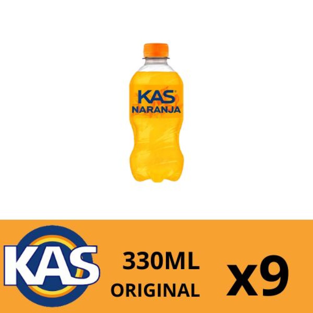 Mini Botellas Pet de Kas Sabor Naranja x9