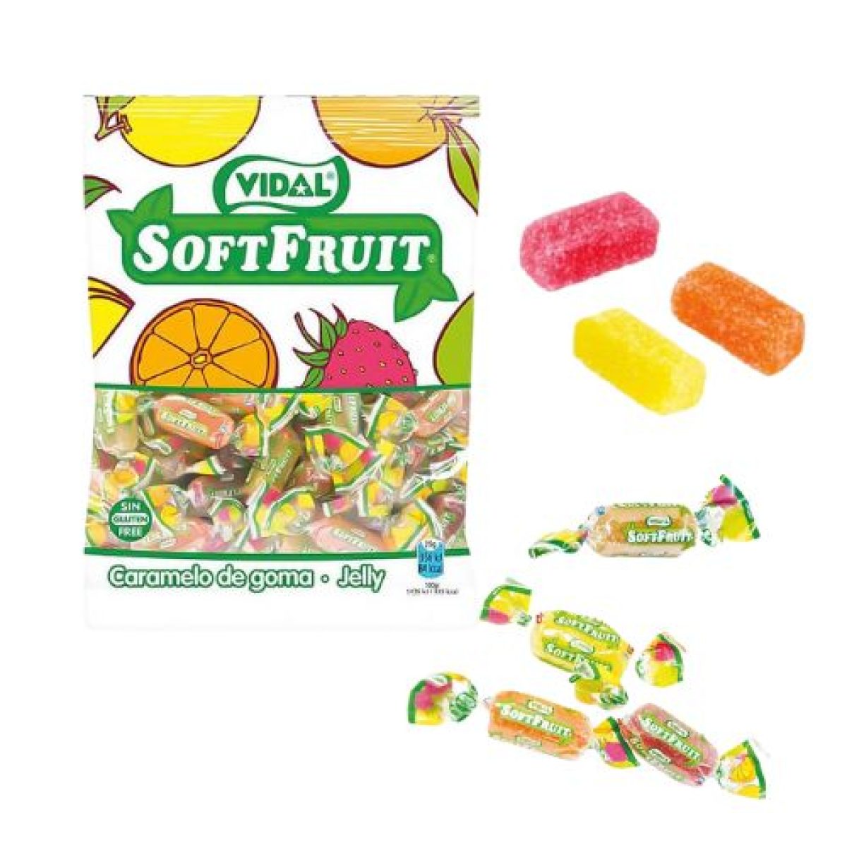 Caramelos Goma Recubiertos de Azúcar SoftFruit Golosinas Vidal 1 kg 