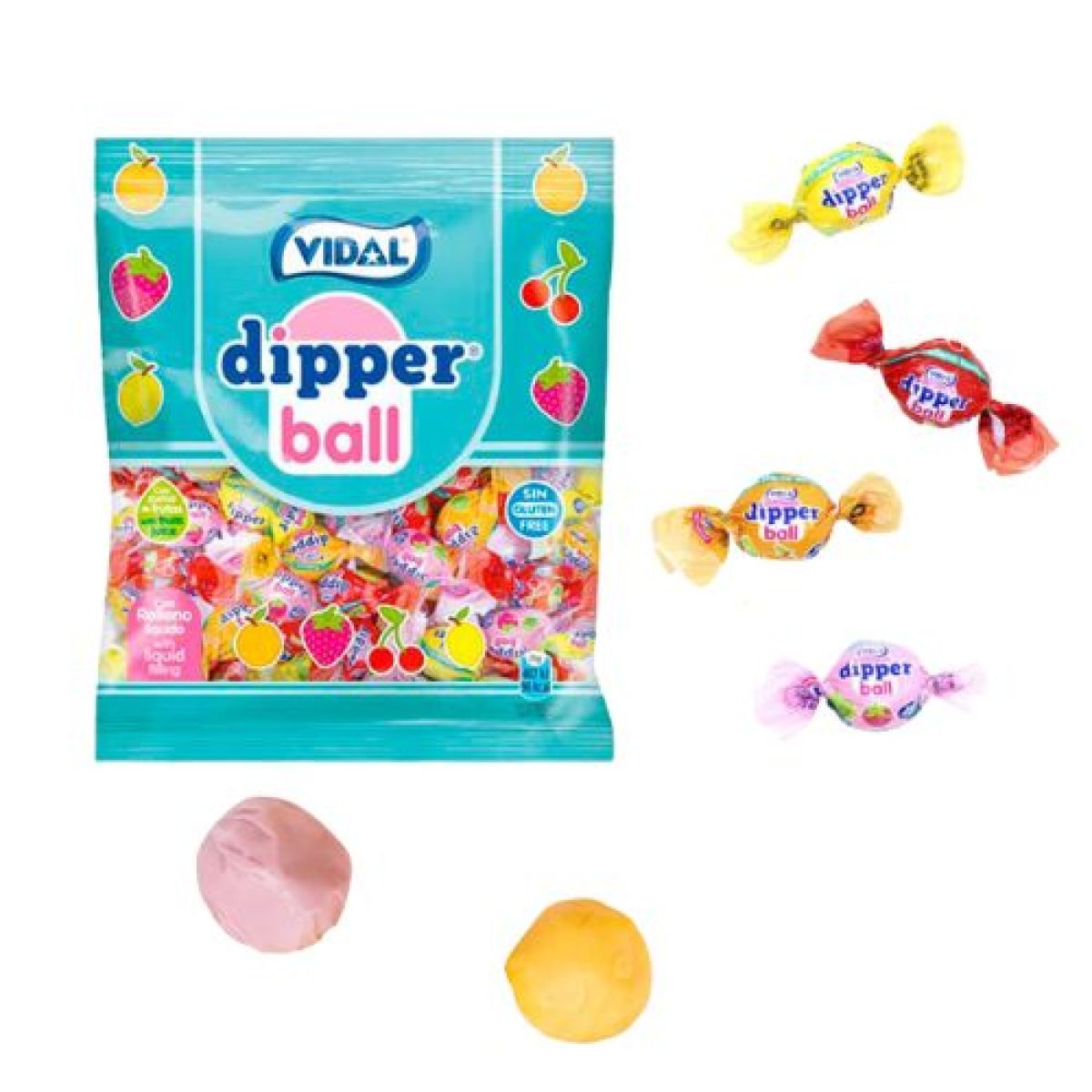 Dipper Ball Caramelos Blandos con Relleno Golosinas Vidal 900 gr