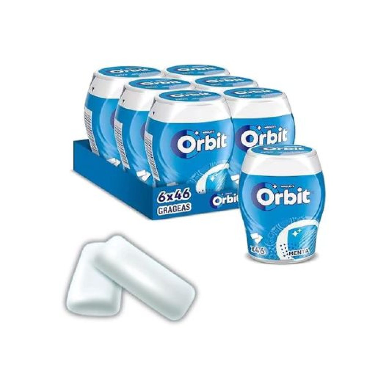 Chicles Orbit Bote Menta Azul Sin Azúcar x6