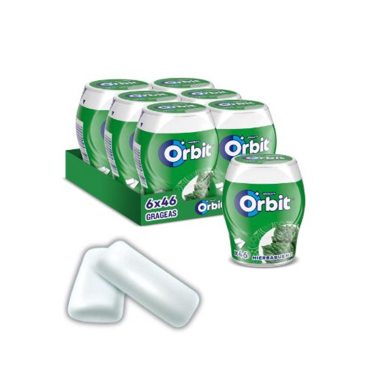 Chicles Orbit Bote Hierbabuena Verde Sin Azúcar x6 