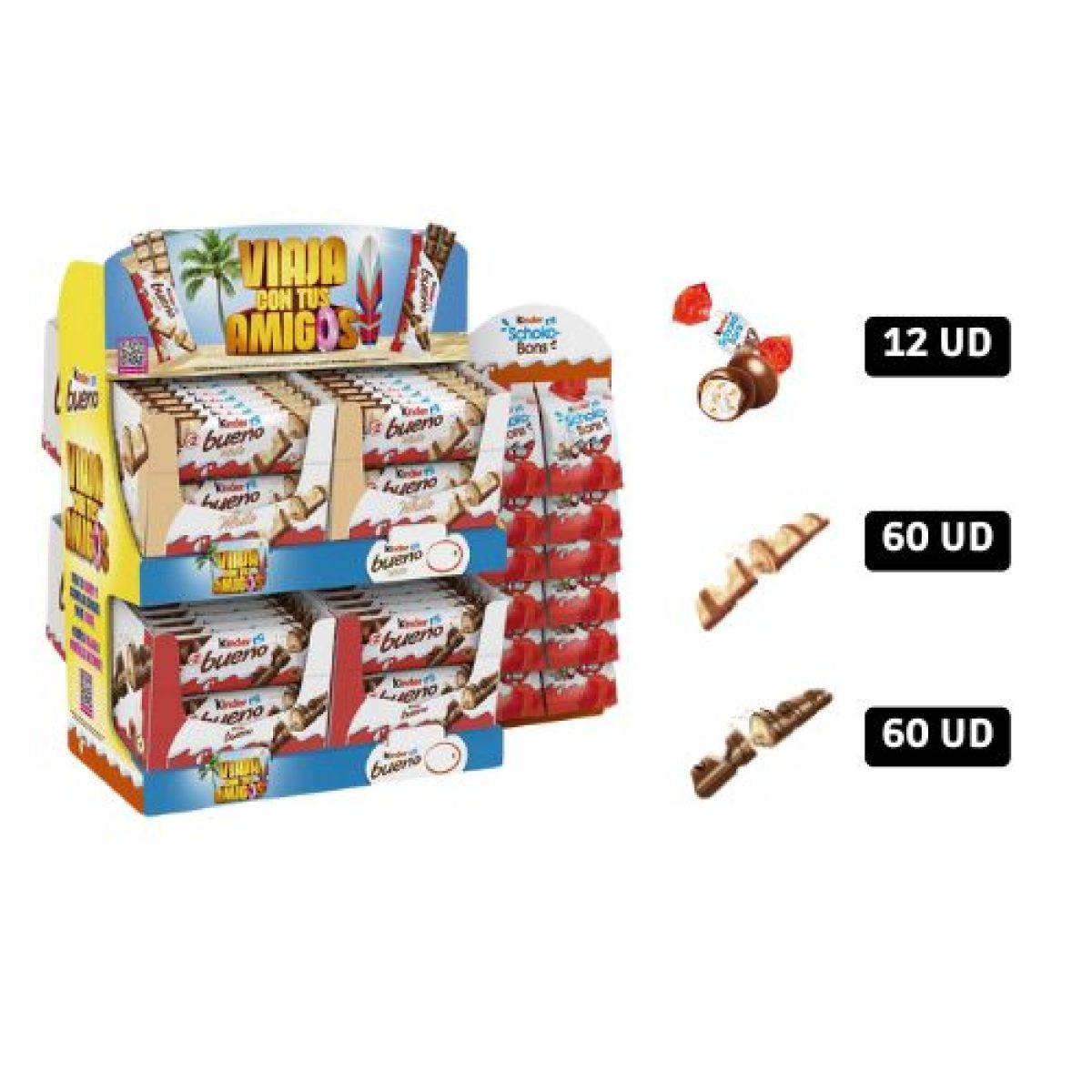 Expositor de Gasolineras Kinder Bueno y Bombones Schocobons x132