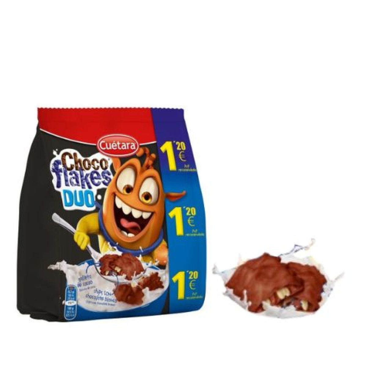 Cereales Choco Flakes Duo Chocolate Blanco Cuétara x7