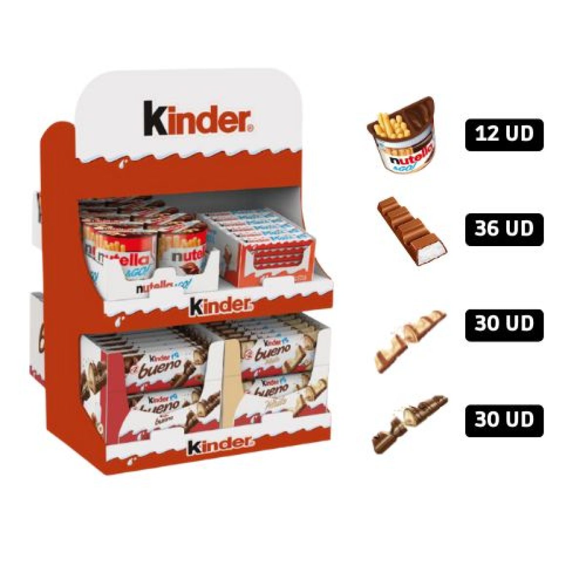 Expositor de Nutella & GO de Chocolate Kinder Snacks x108