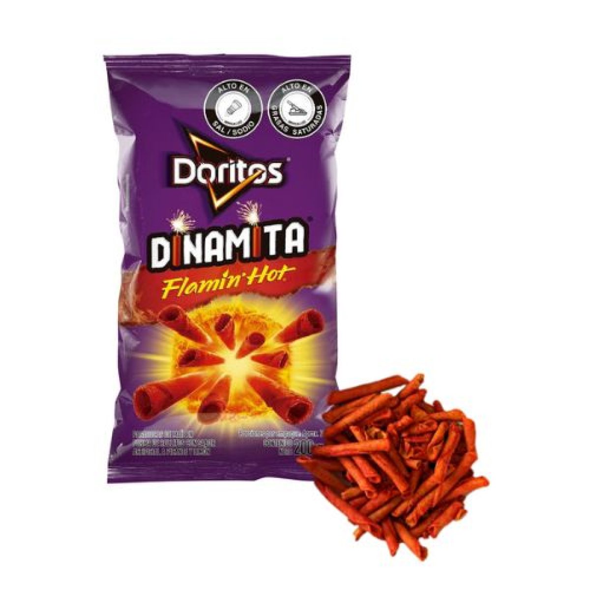 Aperitivos de Maíz Doritos Dinamita Flamin Hot x6