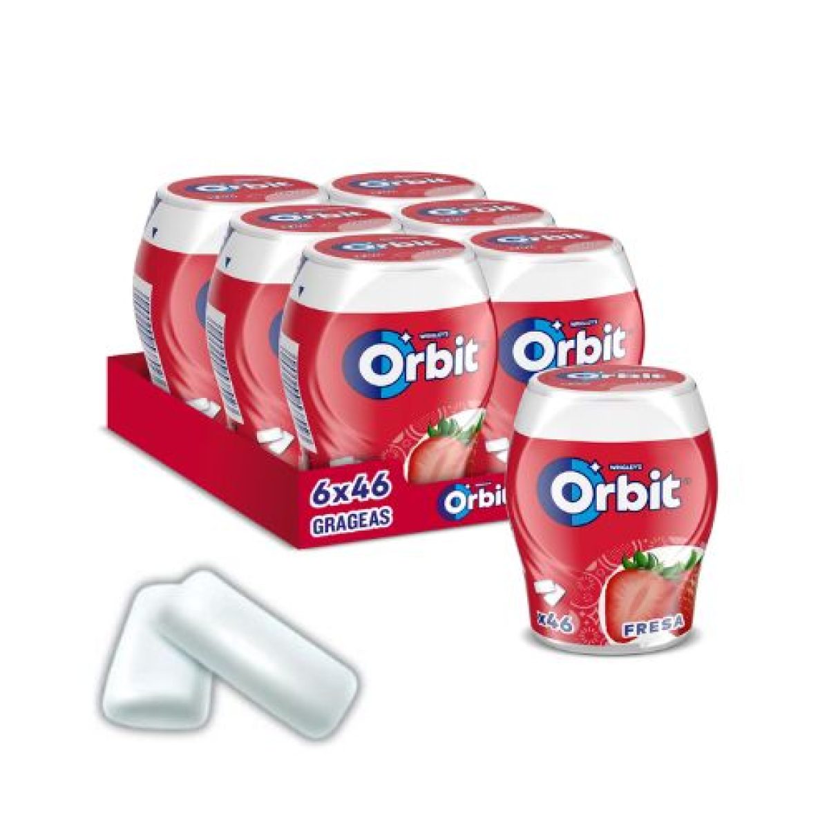 Chicles Orbit Bote Sabor Fresa Sin Azúcar x6