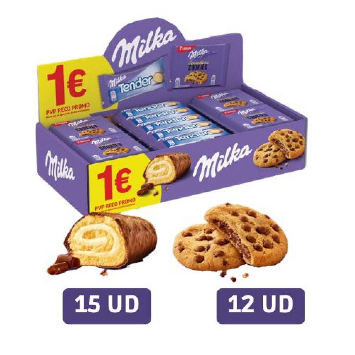 Lote Milka Tender Leche y Galletas con Chispas de Chocolate x27