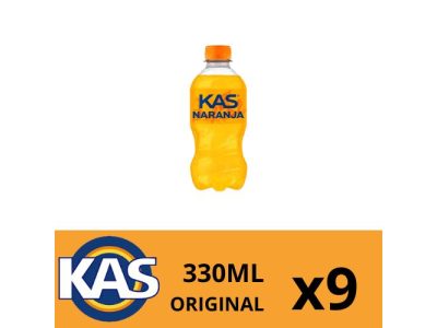 Mini Botellas Pet de Kas Sabor Naranja x9