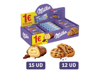 Lote Milka Tender Leche y Galletas con Chispas de Chocolate x27