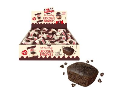 Bizcocho de Recubierto de Chocolate Individuales MR Brownies x40 